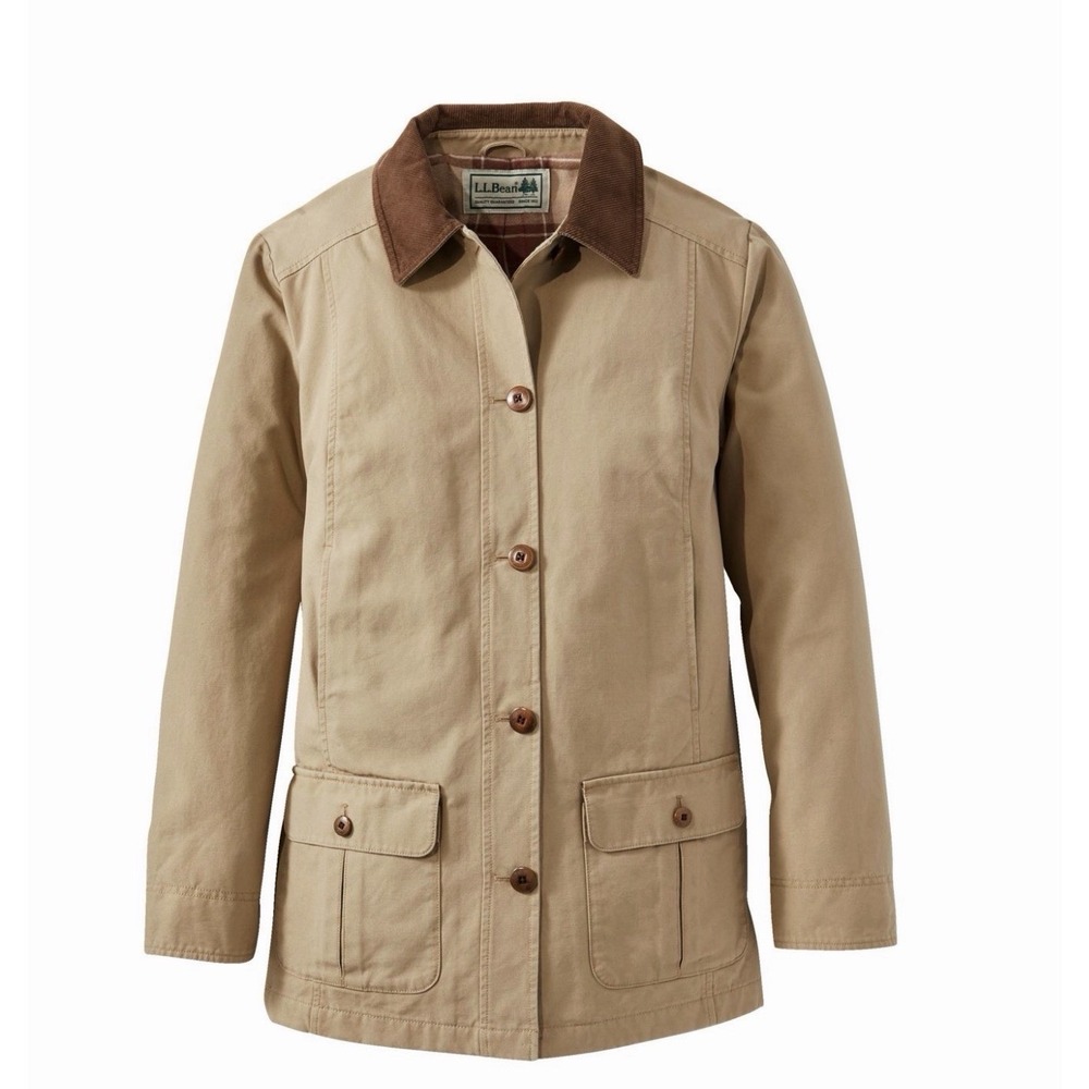 NEW L.L.Bean Adirondack Barn Flannel Lined Coat Women 2XL Chore‎ Corduroy Collar